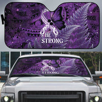 Lupus Awareness Month New Zealand Auto Sun Shade Be Strong Warrior Maori Silver Fern LT14 Purple - Polynesian Pride