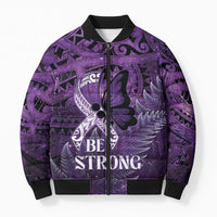 Lupus Awareness Month New Zealand Bomber Puffer Jacket Be Strong Warrior Maori Silver Fern