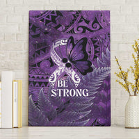 Lupus Awareness Month New Zealand Canvas Wall Art Be Strong Warrior Maori Silver Fern LT14 Without Frame Purple - Polynesian Pride