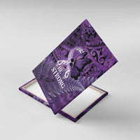 Lupus Awareness Month New Zealand Canvas Wall Art Be Strong Warrior Maori Silver Fern LT14 With Frame Purple - Polynesian Pride