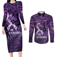 Lupus Awareness Month New Zealand Couples Matching Long Sleeve Bodycon Dress and Long Sleeve Button Shirt Be Strong Warrior Maori Silver Fern