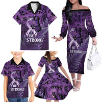 Lupus Awareness Month New Zealand Family Matching Off The Shoulder Long Sleeve Dress and Hawaiian Shirt Be Strong Warrior Maori Silver Fern