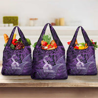 Lupus Awareness Month New Zealand Grocery Bag Be Strong Warrior Maori Silver Fern LT14 3-pack One Size Purple - Polynesian Pride