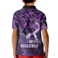 Lupus Awareness Month New Zealand Kid Polo Shirt Be Strong Warrior Maori Silver Fern