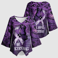 Lupus Awareness Month New Zealand Kimono Sleeve Blouse Be Strong Warrior Maori Silver Fern LT14 - Polynesian Pride