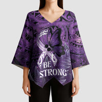 Lupus Awareness Month New Zealand Kimono Sleeve Blouse Be Strong Warrior Maori Silver Fern LT14 - Polynesian Pride