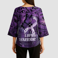 Lupus Awareness Month New Zealand Kimono Sleeve Blouse Be Strong Warrior Maori Silver Fern LT14 - Polynesian Pride