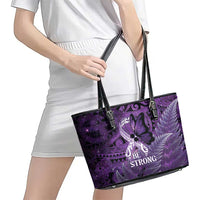 Lupus Awareness Month New Zealand Leather Tote Bag Be Strong Warrior Maori Silver Fern LT14 - Polynesian Pride