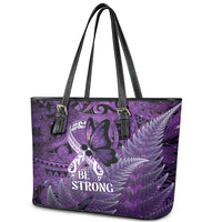 Lupus Awareness Month New Zealand Leather Tote Bag Be Strong Warrior Maori Silver Fern LT14 - Polynesian Pride