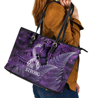 Lupus Awareness Month New Zealand Leather Tote Bag Be Strong Warrior Maori Silver Fern LT14 - Polynesian Pride