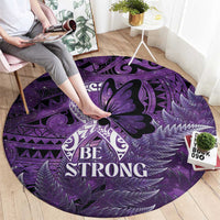 Lupus Awareness Month New Zealand Round Carpet Be Strong Warrior Maori Silver Fern LT14 - Polynesian Pride