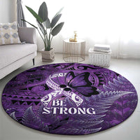 Lupus Awareness Month New Zealand Round Carpet Be Strong Warrior Maori Silver Fern LT14 - Polynesian Pride