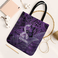 Lupus Awareness Month New Zealand Tote Bag Be Strong Warrior Maori Silver Fern LT14 Black Strap One Size Purple - Polynesian Pride