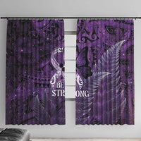 Lupus Awareness Month New Zealand Window Curtain Be Strong Warrior Maori Silver Fern LT14 With Hooks Purple - Polynesian Pride