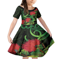 New Zealand Gecko Family Matching Mermaid Dress and Hawaiian Shirt Aotearoa Maori With Pohutukawa Flowers