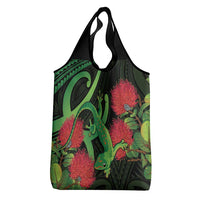 New Zealand Gecko Grocery Bag Aotearoa Maori With Pohutukawa Flowers