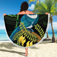 New Zealand Tui Bird Beach Blanket Aotearoa Maori With Kowhai Flowers