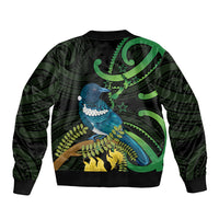 New Zealand Tui Bird Bomber Jacket Aotearoa Maori With Kowhai Flowers