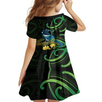 New Zealand Tui Bird Family Matching Tank Maxi Dress and Hawaiian Shirt Aotearoa Maori With Kowhai Flowers
