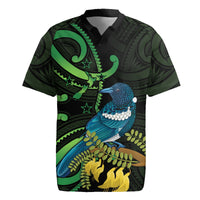New Zealand Tui Bird Rugby Jersey Aotearoa Maori With Kowhai Flowers LT14 Black - Polynesian Pride