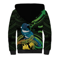 New Zealand Tui Bird Sherpa Hoodie Aotearoa Maori With Kowhai Flowers LT14 - Polynesian Pride