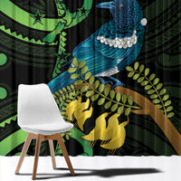 New Zealand Tui Bird Window Curtain Aotearoa Maori With Kowhai Flowers
