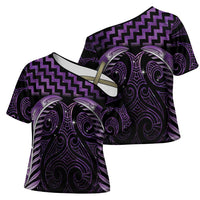 Purple Matariki New Zealand Cross Shoulder Shirt Maori Poutama Galaxy Vibes - Polynesian Pride