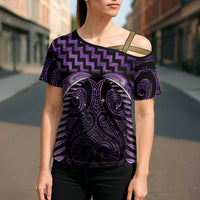 Purple Matariki New Zealand Cross Shoulder Shirt Maori Poutama Galaxy Vibes - Polynesian Pride