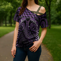 Purple Matariki New Zealand Cross Shoulder Shirt Maori Poutama Galaxy Vibes - Polynesian Pride