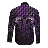 Purple Matariki New Zealand Long Sleeve Button Shirt Maori Poutama Galaxy Vibes