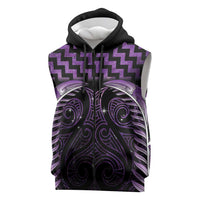 Purple Matariki New Zealand Sleeveless Zip Hoodie Maori Poutama Galaxy Vibes - Polynesian Pride