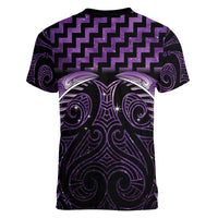 Purple Matariki New Zealand Women V-Neck T-Shirt Maori Poutama Galaxy Vibes