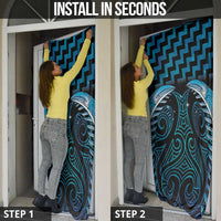 Blue Matariki New Zealand Door Cover Maori Poutama Galaxy Vibes - Polynesian Pride