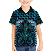 Blue Matariki New Zealand Family Matching Long Sleeve Bodycon Dress and Hawaiian Shirt Maori Poutama Galaxy Vibes