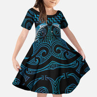 Blue Matariki New Zealand Family Matching Summer Maxi Dress and Hawaiian Shirt Maori Poutama Galaxy Vibes