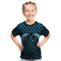 Blue Matariki New Zealand Kid T Shirt Maori Poutama Galaxy Vibes LT14 Blue - Polynesian Pride