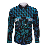 Blue Matariki New Zealand Long Sleeve Button Shirt Maori Poutama Galaxy Vibes