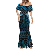 Blue Matariki New Zealand Mermaid Dress Maori Poutama Galaxy Vibes