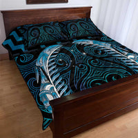 Blue Matariki New Zealand Quilt Bed Set Maori Poutama Galaxy Vibes