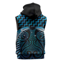 Blue Matariki New Zealand Sleeveless Hoodie Maori Poutama Galaxy Vibes - Polynesian Pride