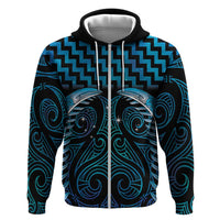 Blue Matariki New Zealand Zip Hoodie Maori Poutama Galaxy Vibes