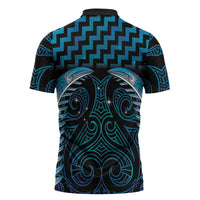 Blue Matariki New Zealand Zipper Polo Shirt Maori Poutama Galaxy Vibes - Polynesian Pride