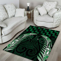 Green Matariki New Zealand Area Rug Maori Poutama Galaxy Vibes