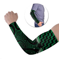 Green Matariki New Zealand Arm Sleeves Maori Poutama Galaxy Vibes - Polynesian Pride