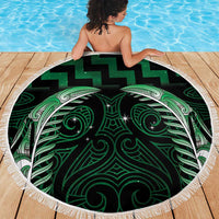 Green Matariki New Zealand Beach Blanket Maori Poutama Galaxy Vibes