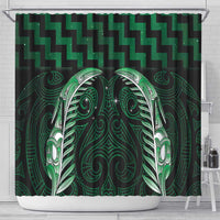 Green Matariki New Zealand Shower Curtain Maori Poutama Galaxy Vibes
