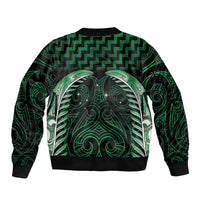 Green Matariki New Zealand Sleeve Zip Bomber Jacket Maori Poutama Galaxy Vibes