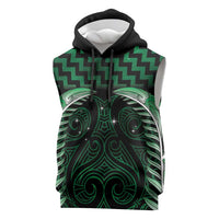 Green Matariki New Zealand Sleeveless Hoodie Maori Poutama Galaxy Vibes - Polynesian Pride