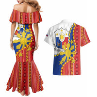 Philippines Independence Day Couples Matching Mermaid Dress and Hawaiian Shirt Pilipinas Sun Stars Igorot Pattern