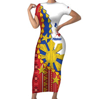 Philippines Independence Day Family Matching Short Sleeve Bodycon Dress and Hawaiian Shirt Pilipinas Sun Stars Igorot Pattern